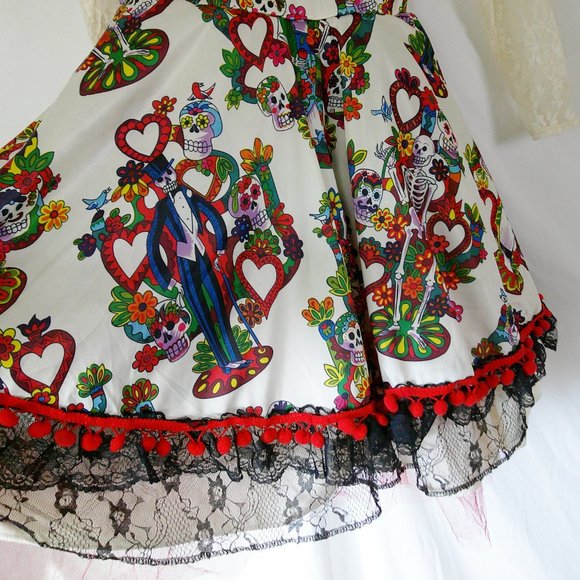 Spirit Halloween Day of Dead Sugar Skull Dress Lace Layered - Picture 5 of 6